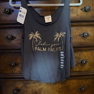 Salt Life Women's Black Cropped Tank Top with Palm Design